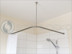 L-Form Duschvorhangstange aus Edelstahl und Aluminium mit weißem Duschvorhang