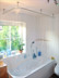 Edelstahl Innenlauf Duschstange L-Form gebogen für Eck-Badewanne, Duschvorhang durchsichtig