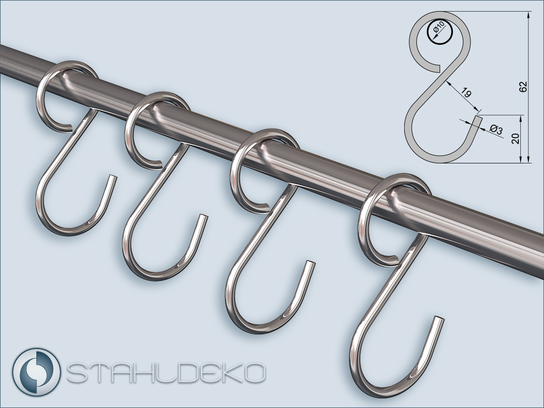 Maßskizze für Nirosta Stahl Ringhaken passend für 10mm Rohre