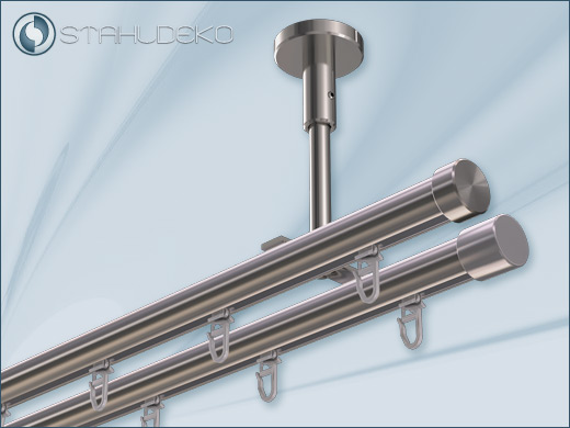 Innenlauf-Vorhangstange Standard 2-läufig für Deckenbefestigung