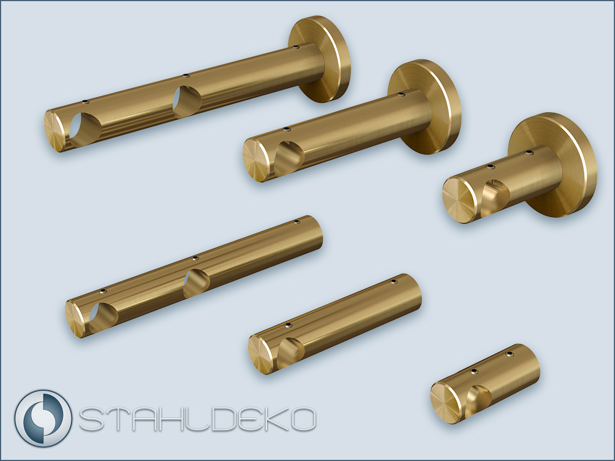 Messing - Gardinenstange Pfosten-16 einläufig, Rohr-Durchmesser 16 mm,