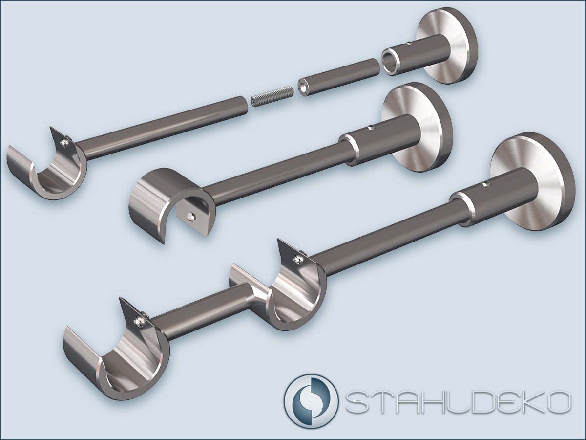 Stangen-Träger Top 20mm für Rundrohr- und Innenlauf Gardinenstange V2A | Gardinenstangenhalter