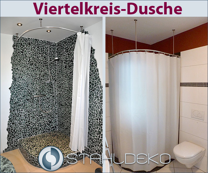 Duschvorhangstange für Viertelkreis - Duschwanne oder bodenebene behindertengerechte Dusche