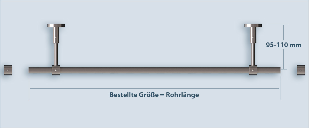Gardinenstange Primo-16 1-läufige Stilgarnitur aus Edelstahl, richtige Länge bestellen für Wandmontage Gardinenstange Primo-16 1-läufige Stilgarnitur aus Edelstahl, richtige Länge bestellen für Wandbefestigung
