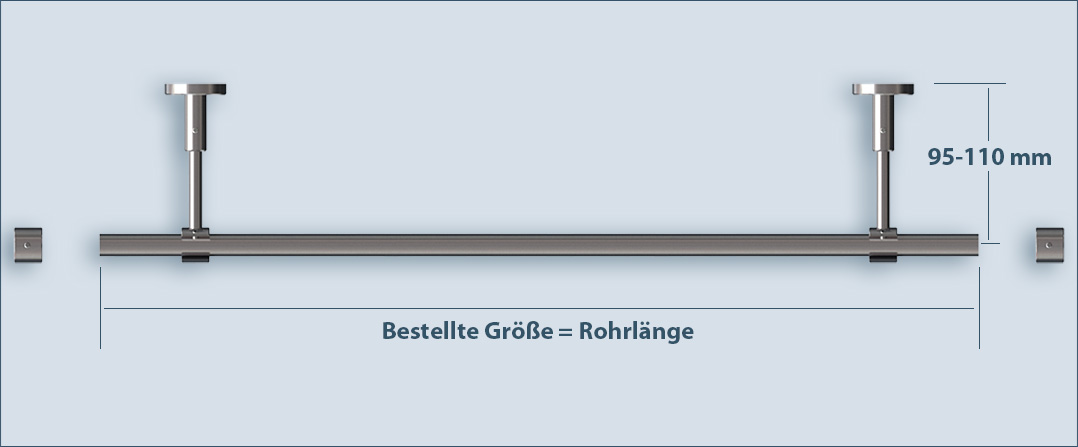 Gardinenstange Top-16 einläufige Stilgarnitur aus Edelstahl, richtige Länge bestellen für Wandmontage Gardinenstange Top-16 einläufige Stilgarnitur aus Edelstahl, richtige Länge bestellen für Wandmontage