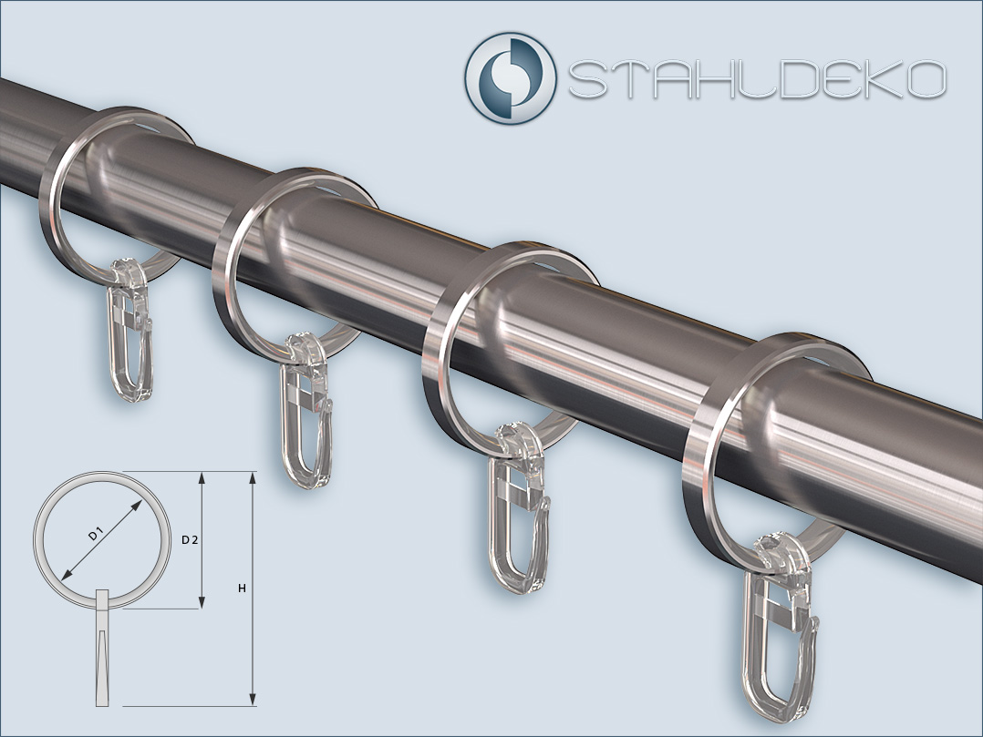 Ring für Stangen und Rohre mit 20mm-Durchmesser aus Edelstahl, Abmessungen